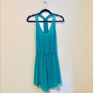 100% Silk Rory Beca Cocktail Blue Fringe Dress